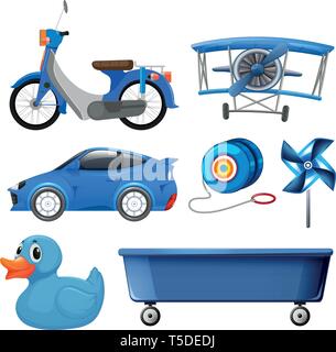 Set of blue object illustration Stock Vector