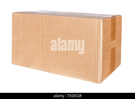 Rectangular cardboard box isolated on white background Stock Photo