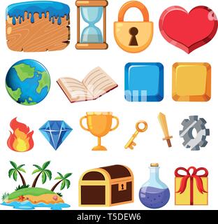 Set of game elements illustration Stock Vector