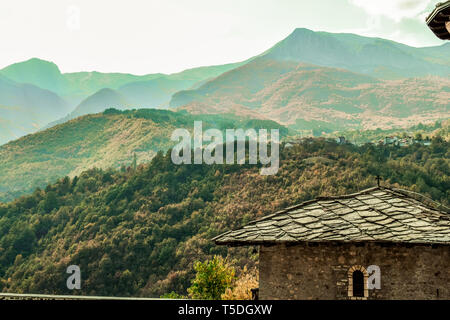 View over the surroundings hills and mountains during autumn, Macedonia Stock Photo