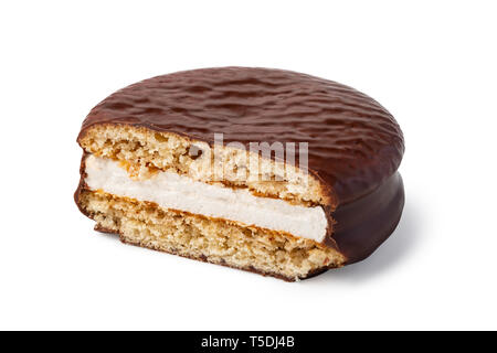 Choco pie chocolate biscuits isolated on white. Stock Photo