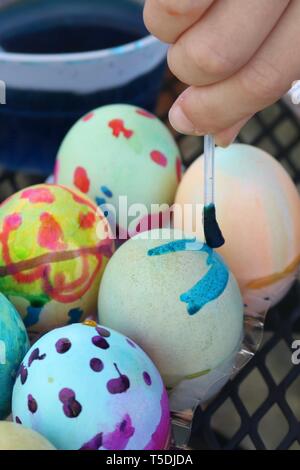 Portrait of easter eggs being decorated Stock Photo
