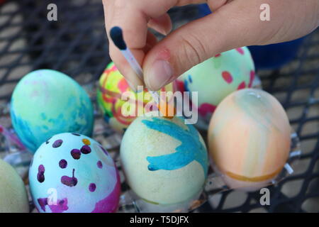 Close up of decorated easter eggs Stock Photo