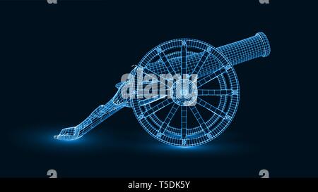 ramadan cannon with glowing wireframe. 3d style vector illustration Stock Vector
