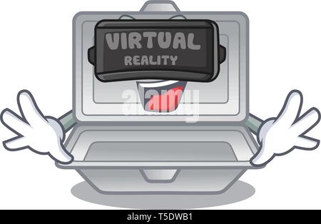 Virtual reality open styrofoam in the character box Stock Vector