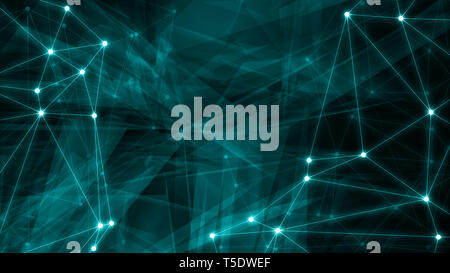 Connected triangles template concept, triangle style random dots connected Stock Photo