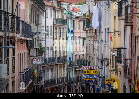 Rua Cavaleiros street in Lisbon city, Portugal Stock Photo