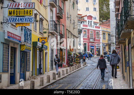 Rua Cavaleiros street in Lisbon city, Portugal Stock Photo