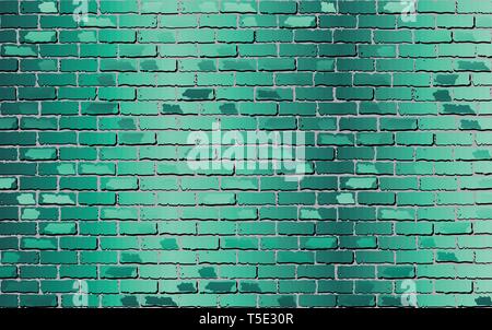Shiny Turquoise brick wall - Illustration,  Turquoise abstract vector illustration Stock Vector