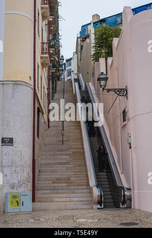 Escadinhas da Saude escalator in Lisbon city, Portugal Stock Photo
