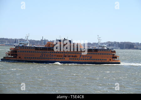 The Staten Island Ferry, passenger ferry route on New York Bay, NY, USA Stock Photo