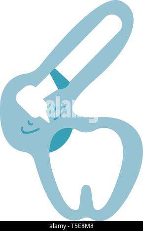 Treatment of caries. Drilling a tooth. Dentistry. Dental drill. The treatment of toothaches. Concept Idea of dental and oral care. Caries treatment Stock Vector