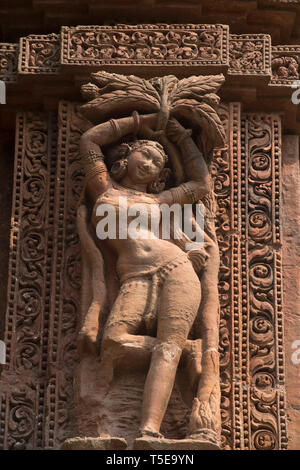 sculpture carved on Rajarani Temple at Bhubaneswar Orissa, India, Asia Stock Photo