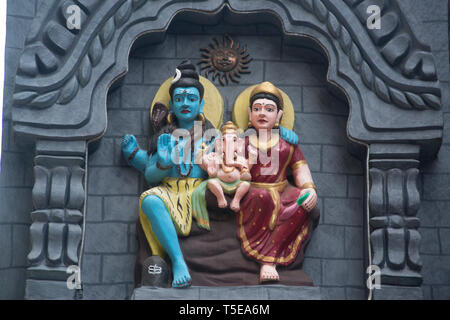 idols Lord Ganesha with Shiva and Parvati at Pune, Maharashtra, India, Asia Stock Photo