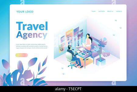 Travel agency concept isometric illustration Stock Vector