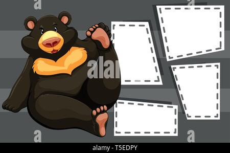 Bear on note template illustration Stock Vector