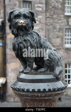 Greyfriars Bobby statue on top of a fountain in Edinburgh, Scotland, United Kingdom Stock Photo