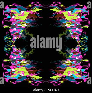 Vector ornament from the stylized figures of the woman, drawn by fancy thin lines. It is made in bright saturated colors. Can be used as a background, Stock Vector