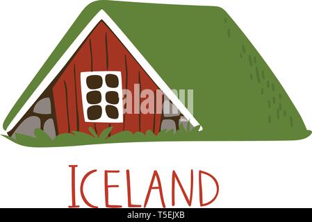 Iceland nature vector symbol small historic house Stock Vector