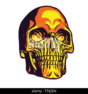 Human gold skull, uniform colors, vector illustration Stock Vector