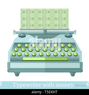 flat icon typewriter with the make mooney isolated on white Stock Vector