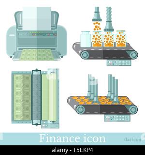 set of money machine, flat design vector concepts icon Stock Vector