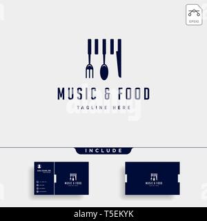 music food simple flat logo design vector illustration icon element, logo with business card Stock Vector