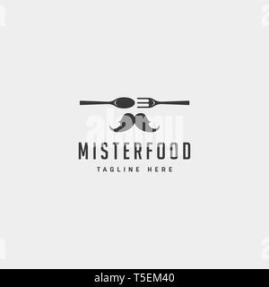 mister food flat simple logo design vector illustration - vector Stock Vector