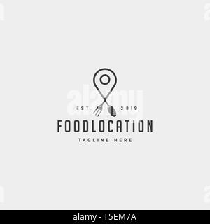 food pin navigation simple flat luxury logo design vector icon element - vector Stock Vector