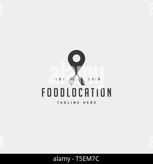 food pin navigation simple flat luxury logo design vector icon element - vector Stock Vector