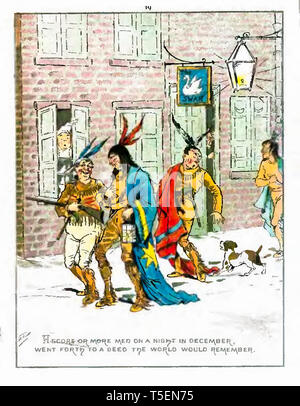 why did the boston tea party dress as indians Colonists dress as American Indians before the Boston Tea Party, 16th  December 1773 Stock Photo