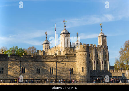 England London - April 20, 2019 : Tower of London with group tourist visiting. Stock Photo