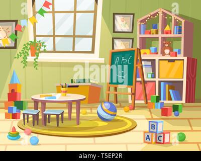 Kid or children, child boy room for play education Stock Vector