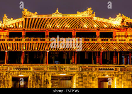 Hue Imperial Citadel At Night Stock Photo