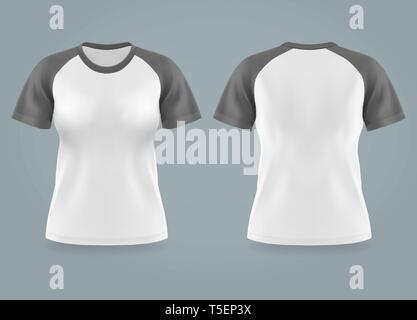 Isolated front and back view on women t-shirt Stock Vector