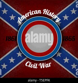 circle frame for your lable on Confederate flag grunge background.civil war Stock Vector