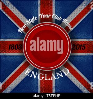 red circle frame for your lable on british flag grunge background.print street Stock Vector