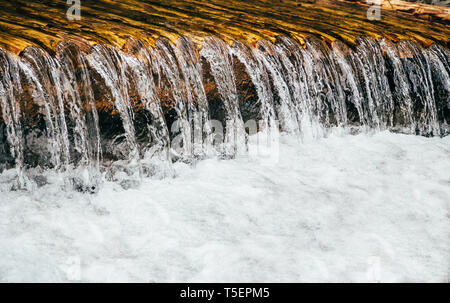 Close up of cold fresh water from mountain river, rapids, whitewater. Stock Photo