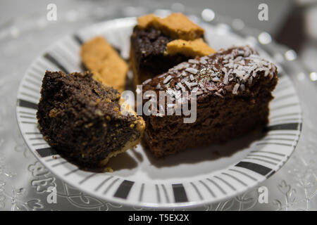 close up of cakes on a white plate Stock Photo