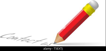 Contact us graphic - paper with pencil Stock Vector