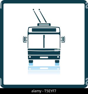 Trolleybus icon front view. Square Shadow Reflection Design. Vector Illustration. Stock Vector