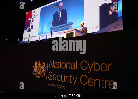Jeremy Fleming, Director of GCHQ, gives a keynote speech at the National Cyber Security Centre (NCSC) annual conference CYBERUK, held at the Scottish Exhibition Centre, Glasgow. Stock Photo