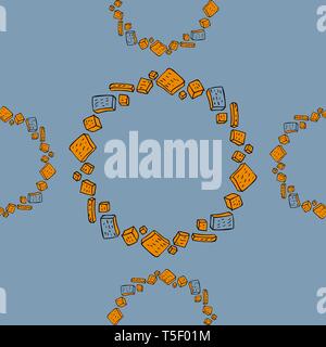 Hand drawn seamless pattern of cookies products. Baked goods background. Stock Vector