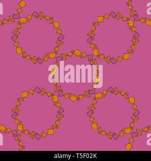 Hand drawn seamless pattern of cookies products. Baked goods background. Stock Vector