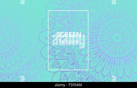 Computer screen design template with sofisticated mandala. Ethnic Mandala ornament. Stock Vector