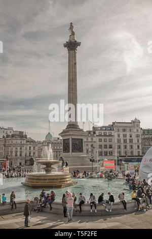 Admiral Nelson statue in Trafalgar Square, London, England, UK. Stock Photo