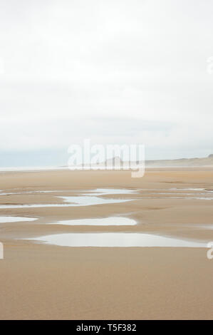 View of Bamburgh Castle from the beach, Northumberland, England, GB, Europe Stock Photo