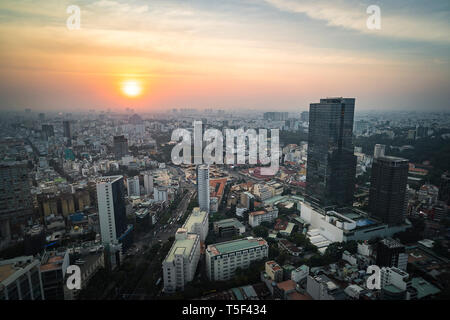 Beautiful evening sunset over the city of Ho Chi Minh city Stock Photo