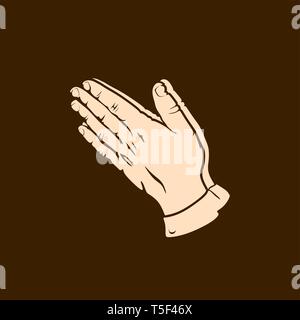 Silhouette of praying hands. Man prays and turns to God. Stock Vector