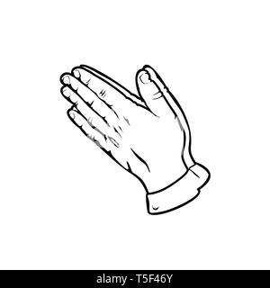 Silhouette of praying hands. Man prays and turns to God. Stock Vector